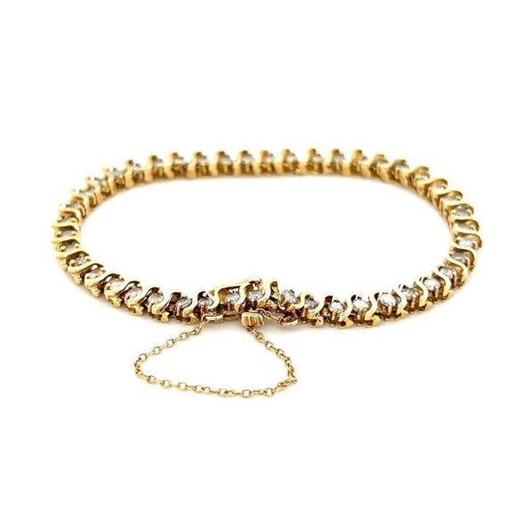 Gorgeous 14K Gold Diamond Tennis Bracelet - Picture 9 of 10
